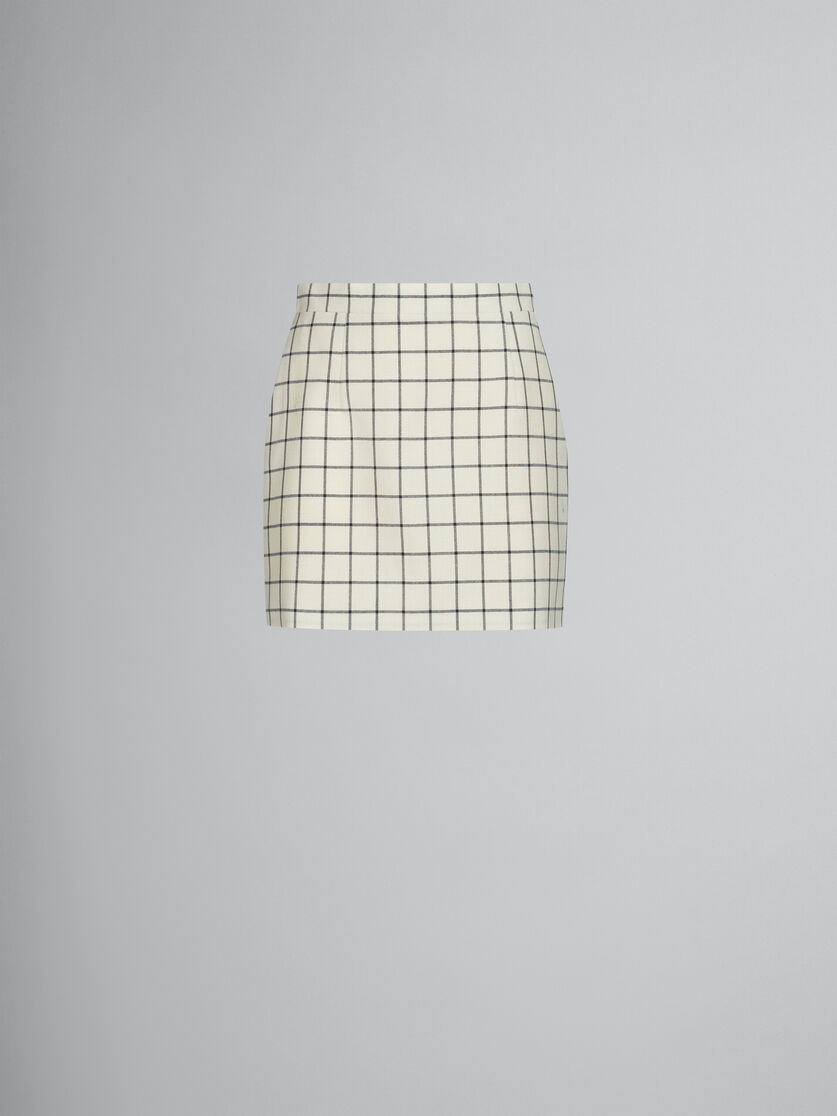 White checked wool mini skirt - Skirts - Image 1