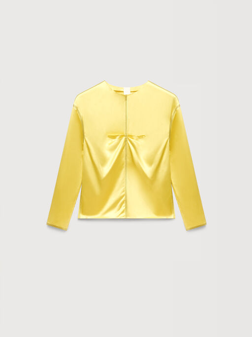 Yellow satin top with contrast stitching - Shirts