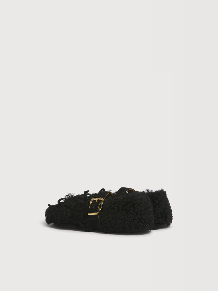 Black shearling ballerina with buckle, Image 3
