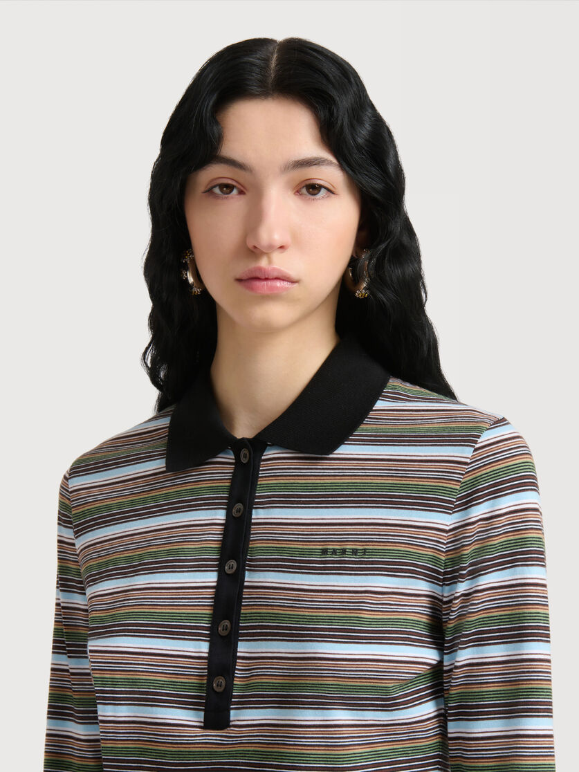Multicolour striped jersey polo shirt, Image 4