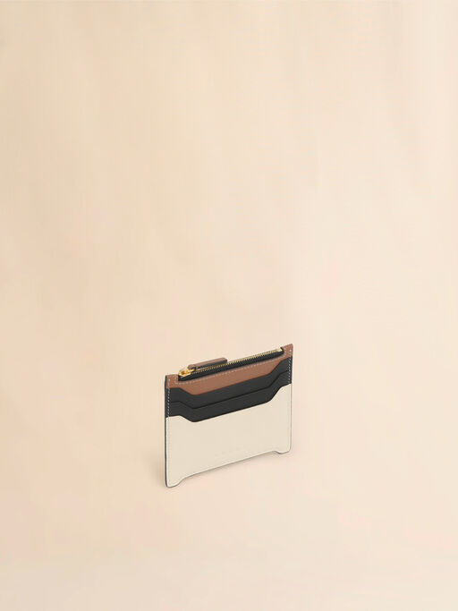 クリーム ブラック ブラウン レザー製 Trunkaroo カードホルダー - 財布