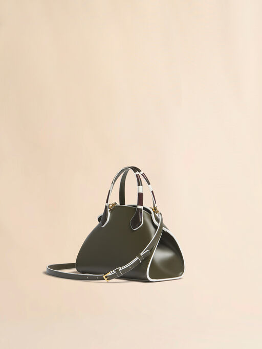 Green leather Overlap small handbag - Handbags