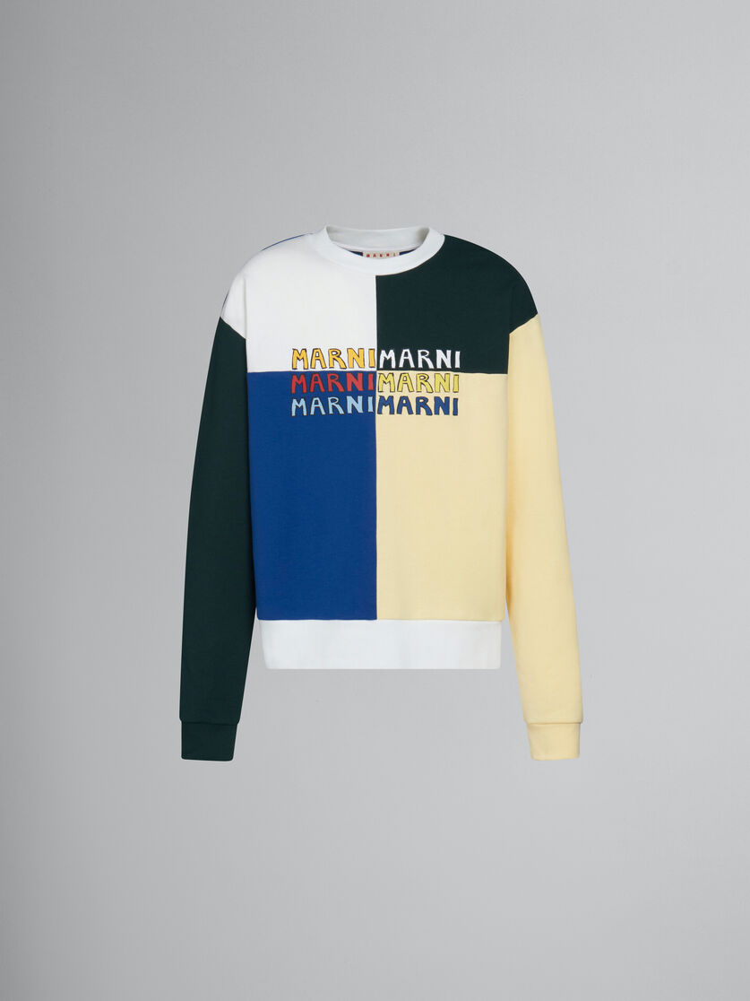 Bio cotton sweatshirt with multi-logo print - Sweaters - Image 1