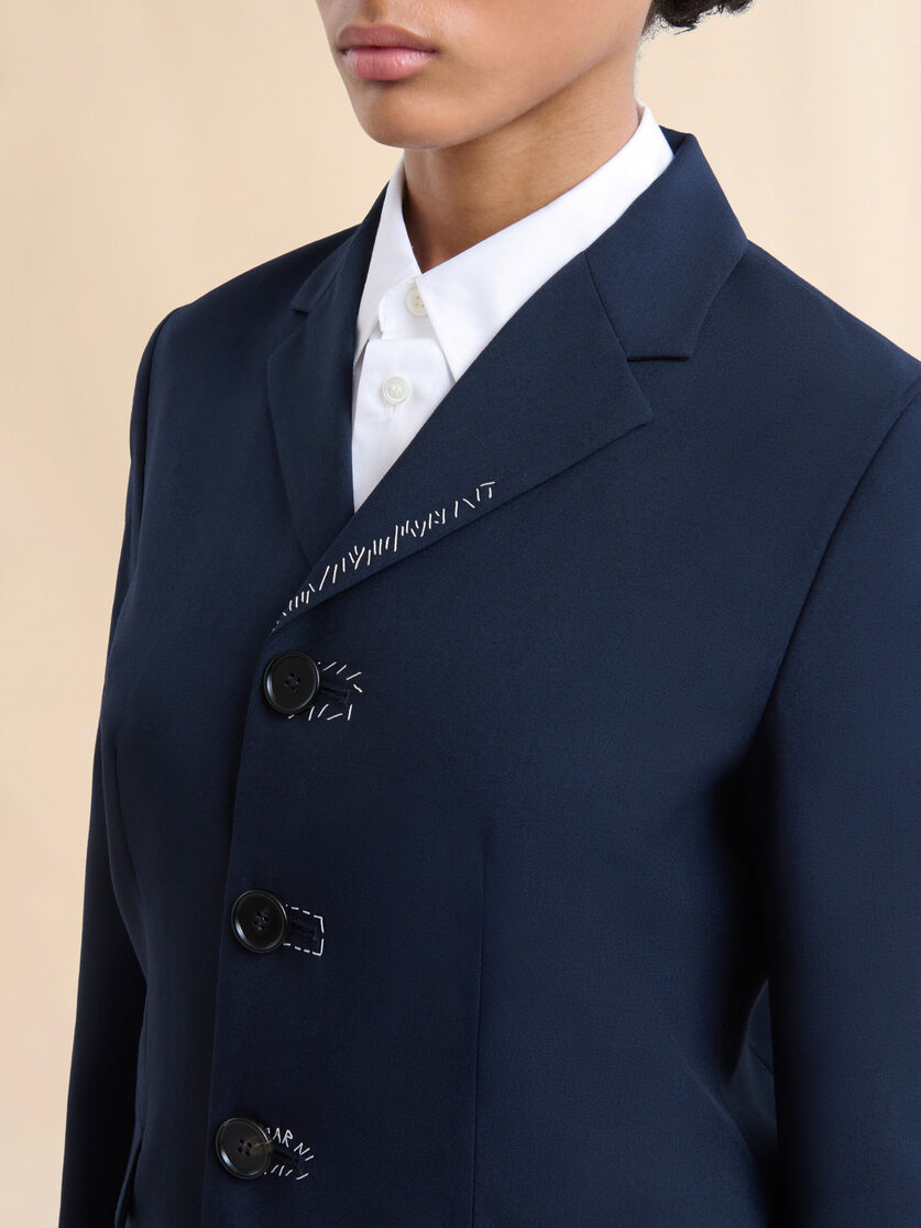 Giacca Baby in fresco di lana blu scuro con ricamo Marni Mending - Giacche - Image 4