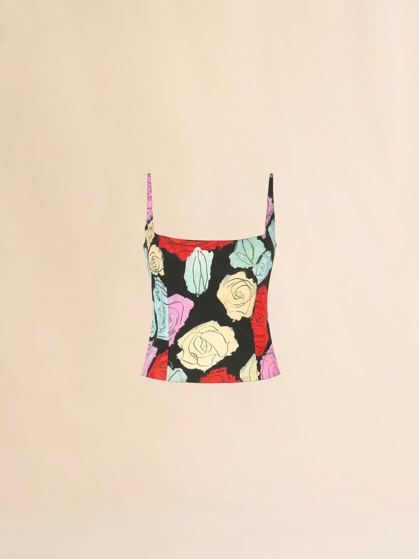 Black poplin sculpted top with Orion print - Shirts - Image 1