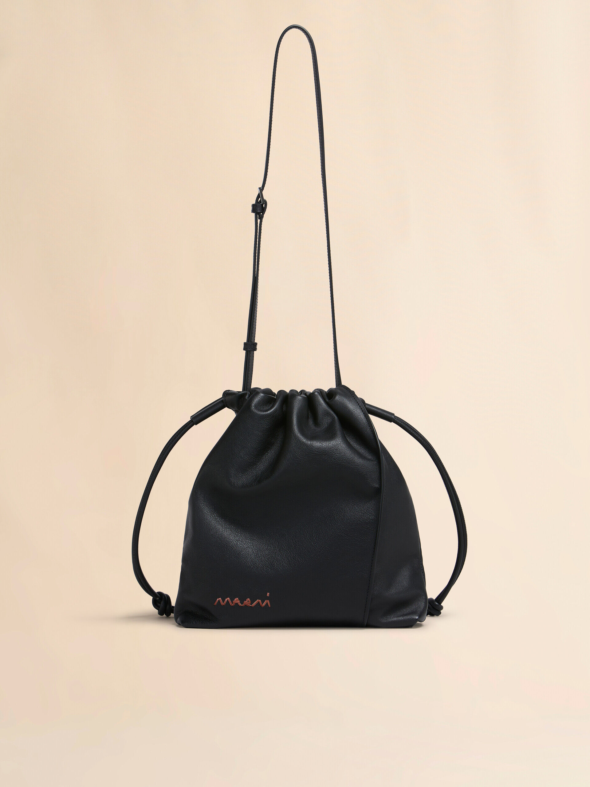 【MARNI】レザー ミニRiviera バッグ【関税送料込】 ブラウン レザー＆ストライプキャンバス製ミニRiviera バッグ