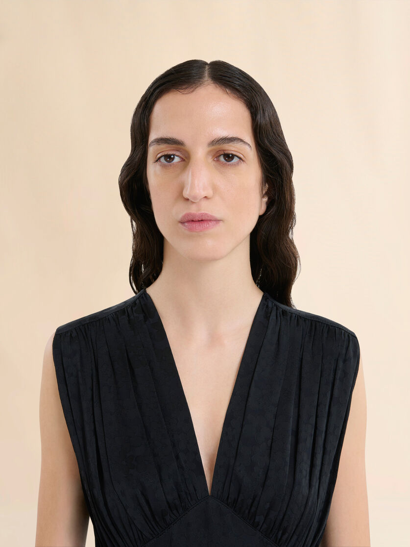 Black silk jacquard midi dress - Dresses - Image 4