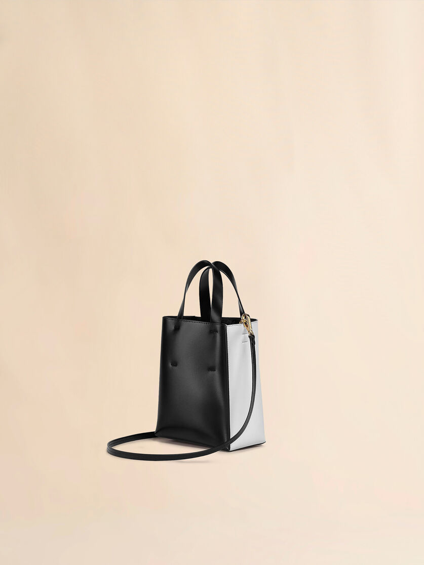 Bi-coloured MUSEO bag in shiny calfskin with shoulder strap - Shopping Bags - Image 2