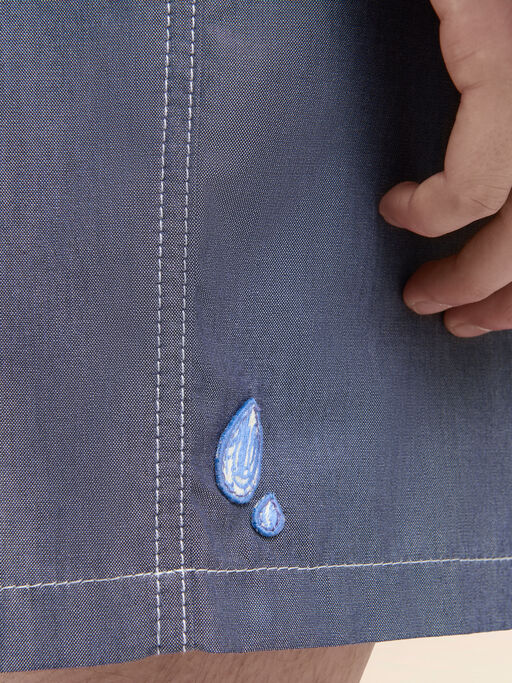 ブルー シャンブレーショートパンツ バックにアジャスター付き - パンツ