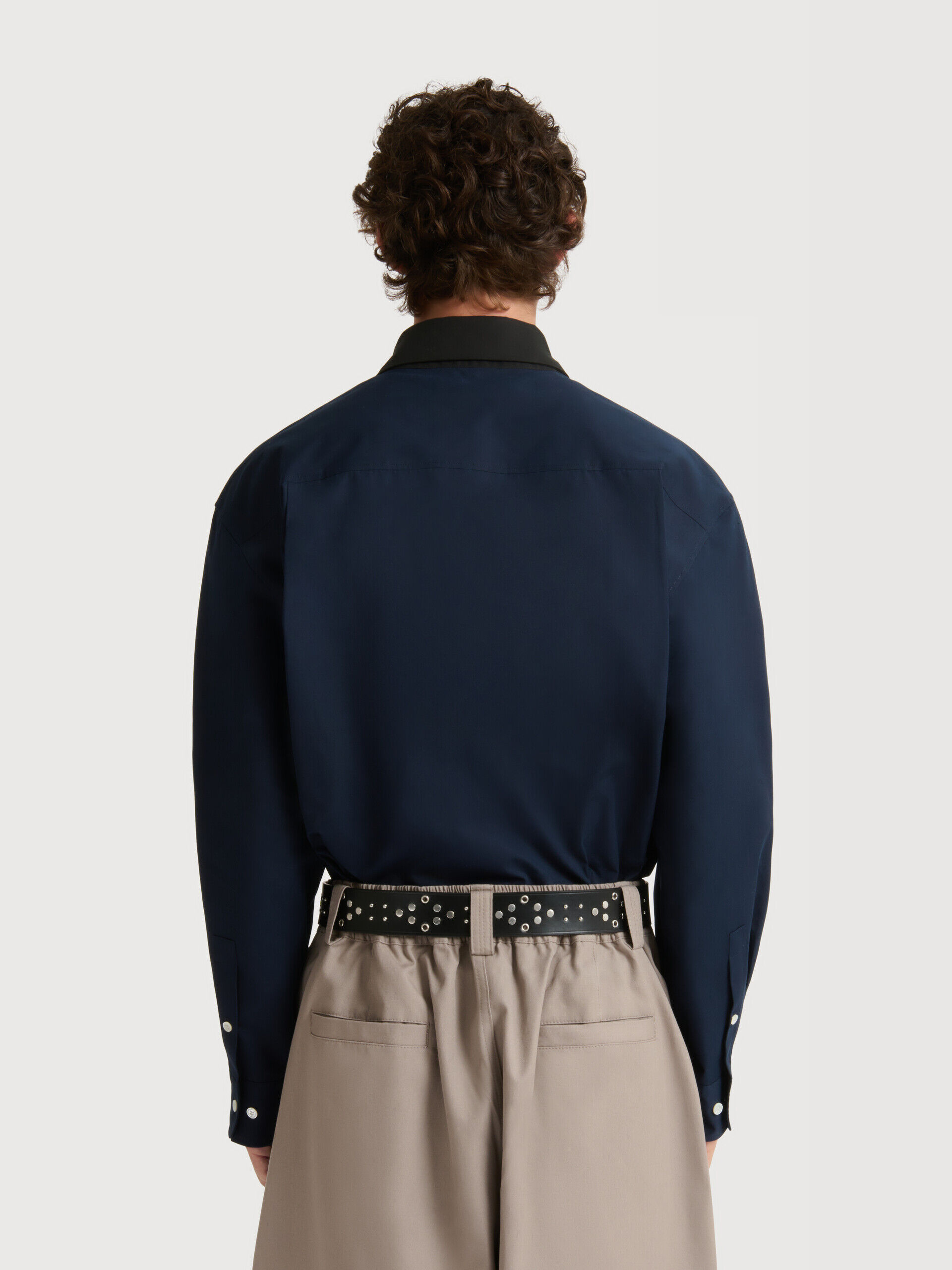Deep blue poplin shirt with zipper bib | Marni