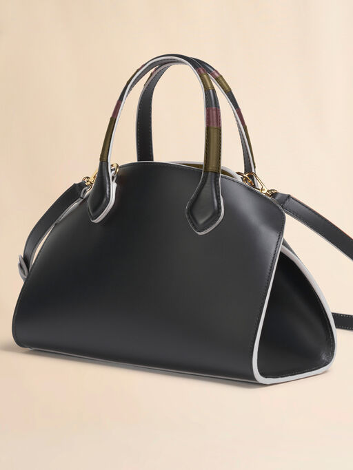 Black leather Overlap small handbag - Handbags