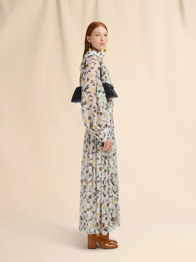 Cream chiffon dress with Tulips and Hares print - Dresses - Image 6
