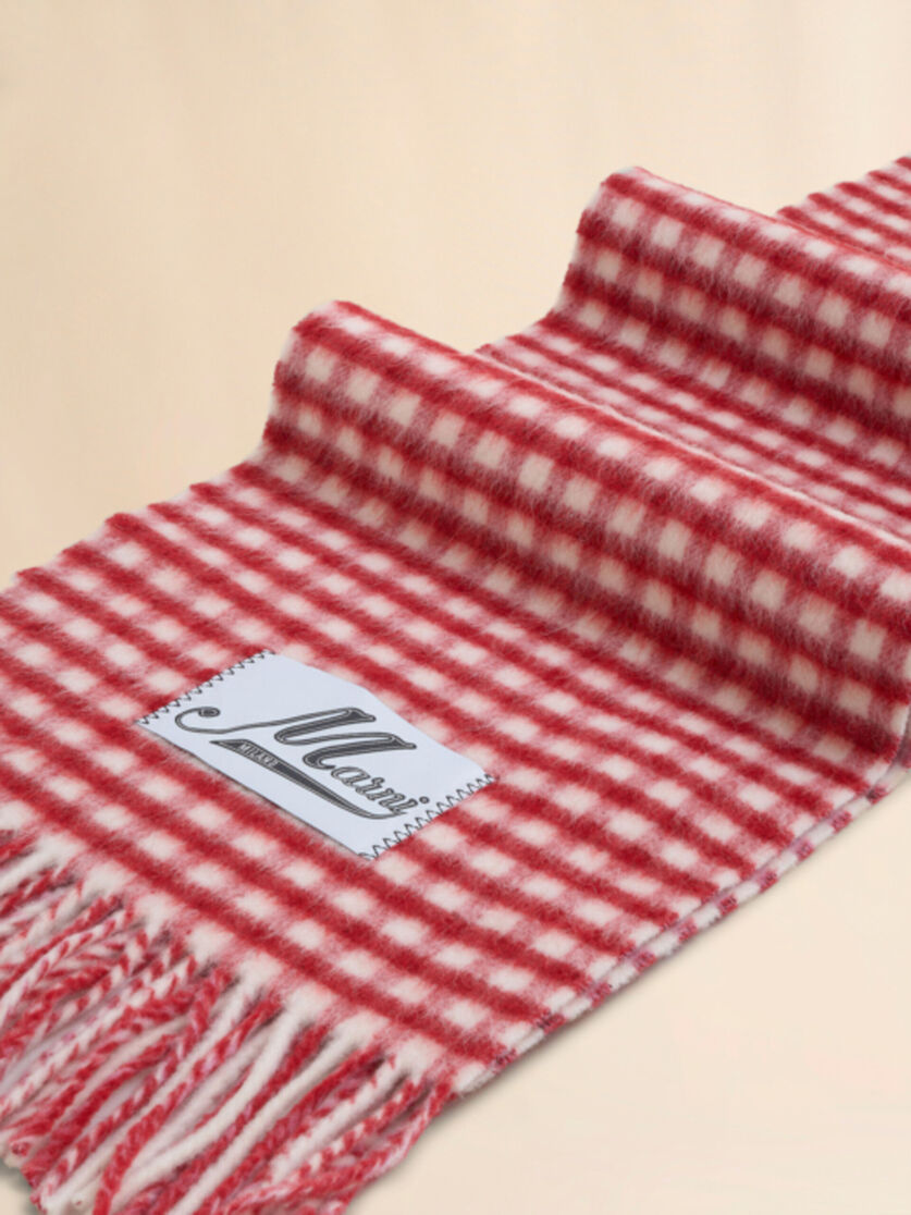 Rot-wei&szlig; karierter Schal aus Wolle und Mohair, Image 2