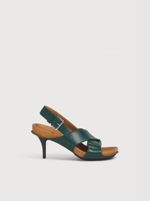 Green leather Fussbett criss-cross pump - Sandals