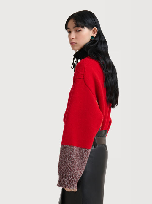 Red wool-cashmere jacket with "M" detail - Jackets