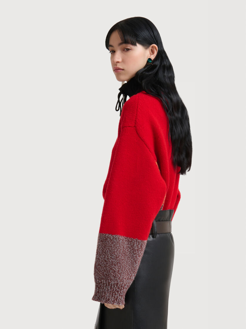 Red wool-cashmere jacket with "M" detail, Image 3