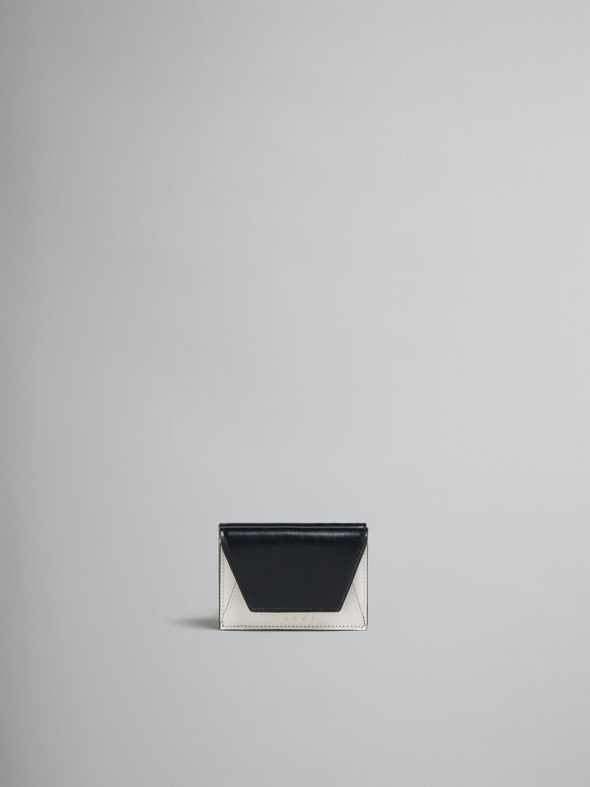 グレー、ブラックレザー製三つ折りウォレット - 財布 - Image 1