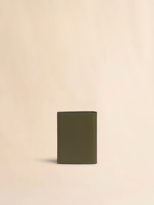 ディープグリーン レザー製 Envelope 二つ折りウォレット - 財布