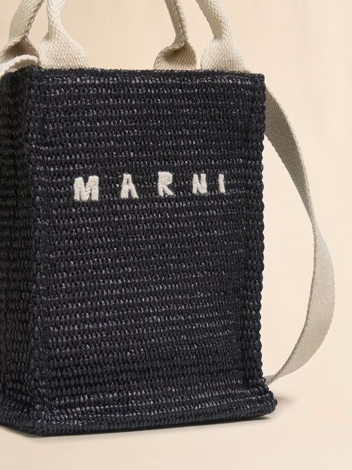 Black raffia-effect tote mini bag - Shopping Bags