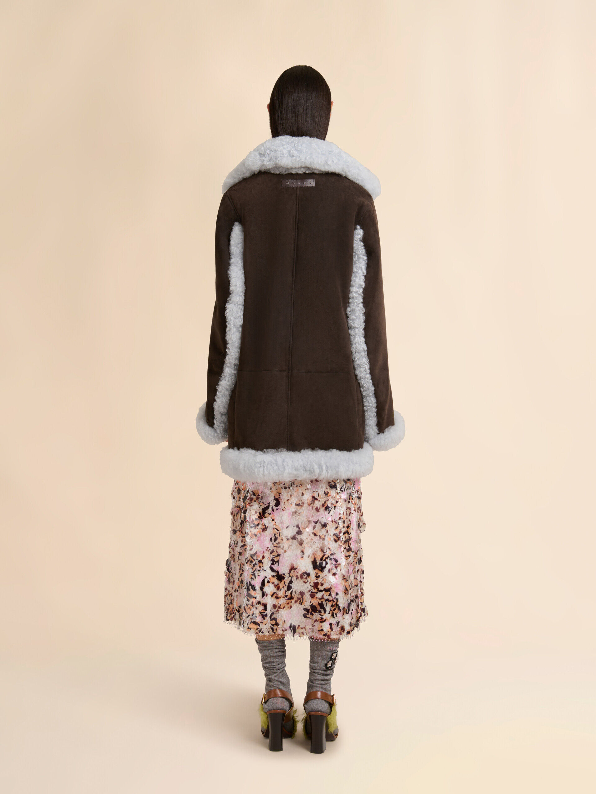 Brown shearling oversized jacket | Marni
