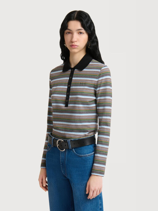 Multicolour striped jersey polo shirt - Shirts