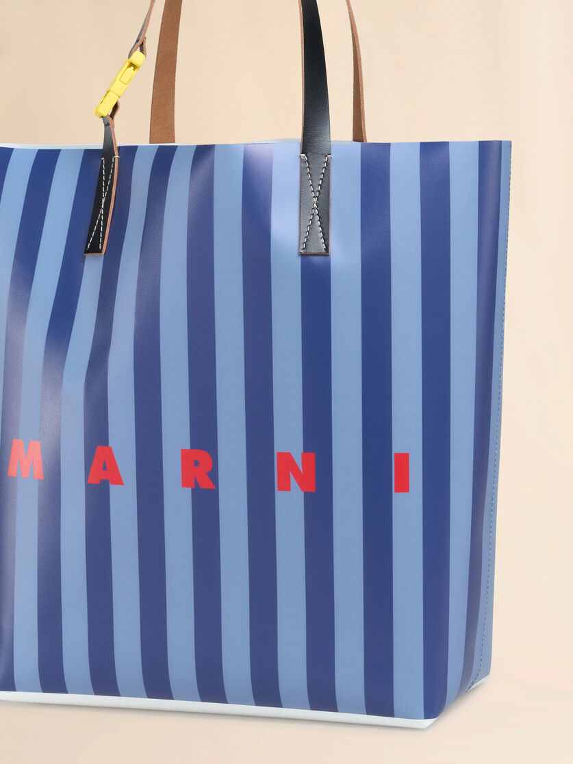 Sac shopping Tribeca à rayures bleues avec logo Marni - Sacs cabas - Image 4