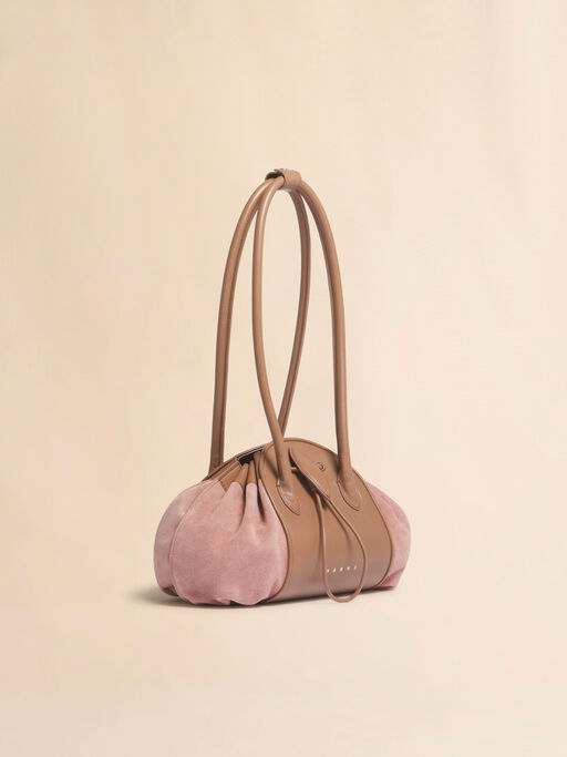 Pink leather and suede Tulipea shoulder bag - Shopping Bags