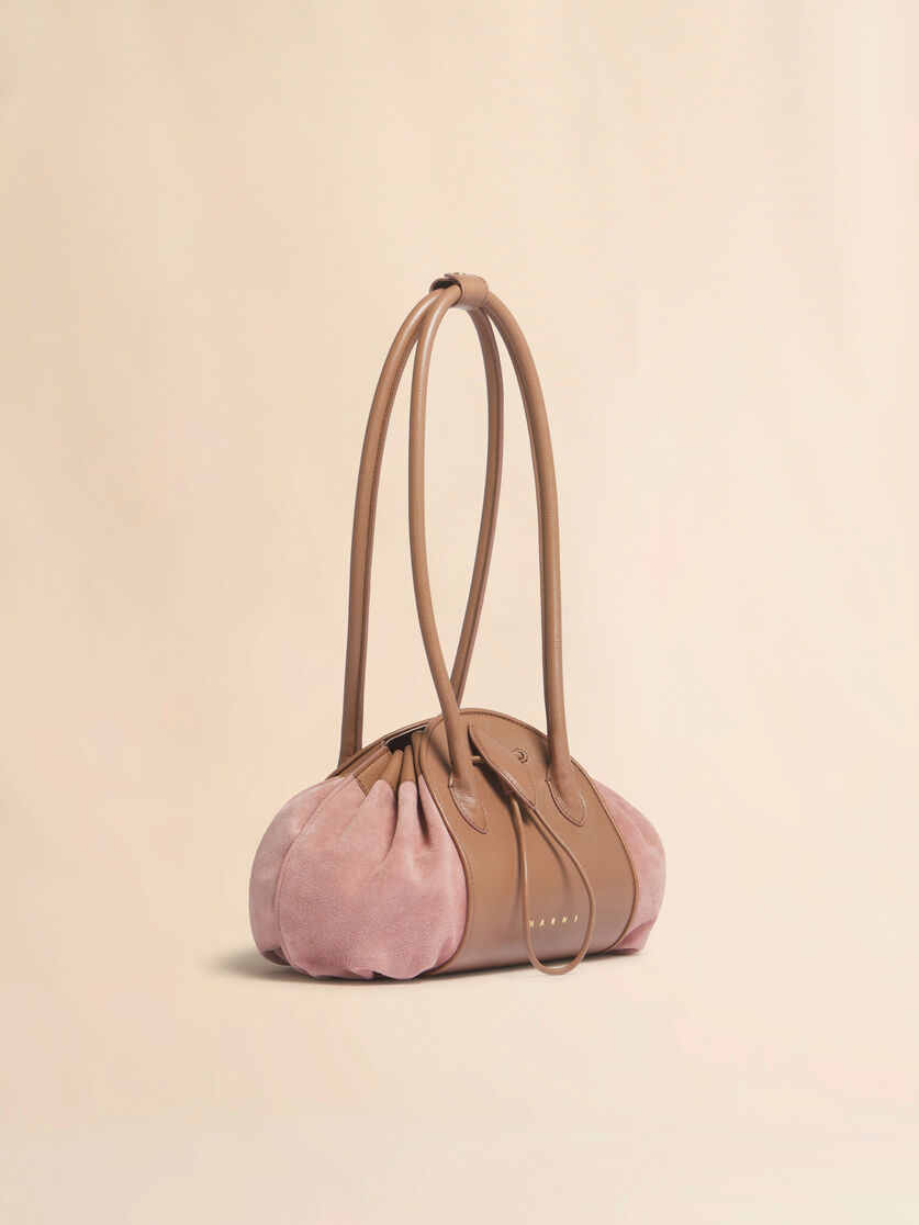 Pink leather and suede Tulipea shoulder bag, Image 6