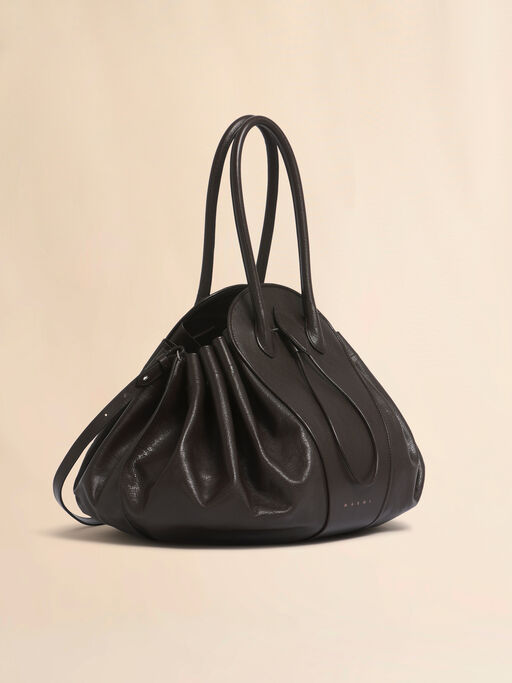 Große Tulipea Tasche aus Leder in Braun - Schultertaschen