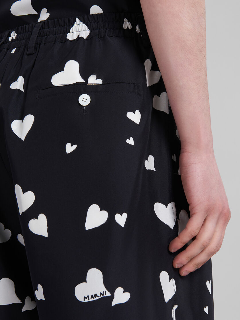Black silk shorts with Bunch of Hearts print - Pants - Image 4