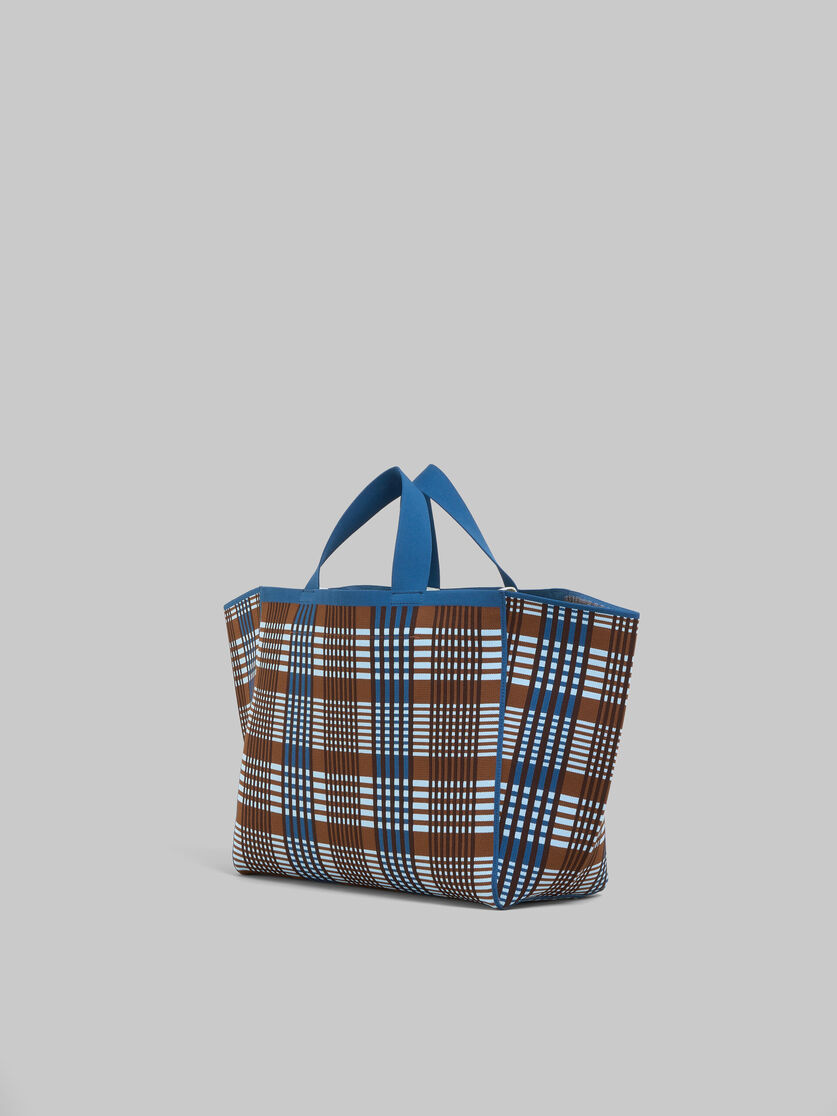 Blue and brown jacquard check Sillo medium shopper - Shopping Bags - Image 2
