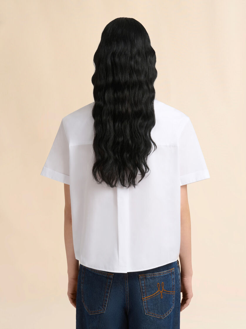 Melodia 칼라 디테일 화이트 포플린 크롭 셔츠, Image 3