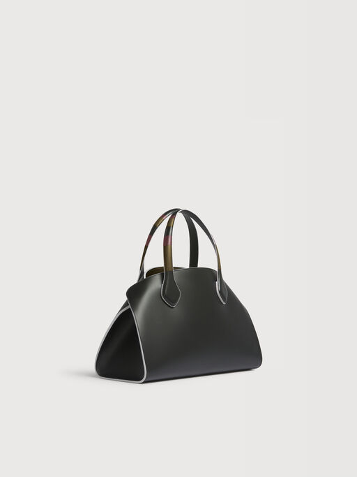 Borsa Overlap media in pelle nera - Borse a mano
