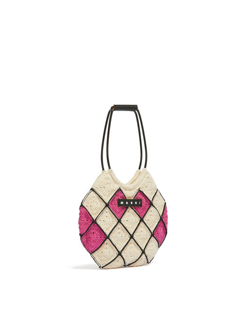 ナチュラルホワイト コットンクロシェ製 MARNI MARKET ハンドバッグ - ショッピングバッグ