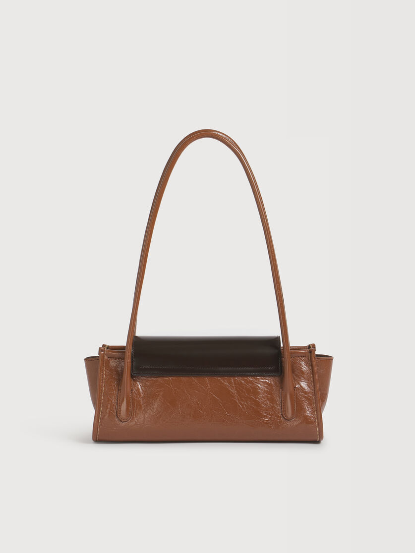 Sac Trunkette en cuir marron et noir, Image 3