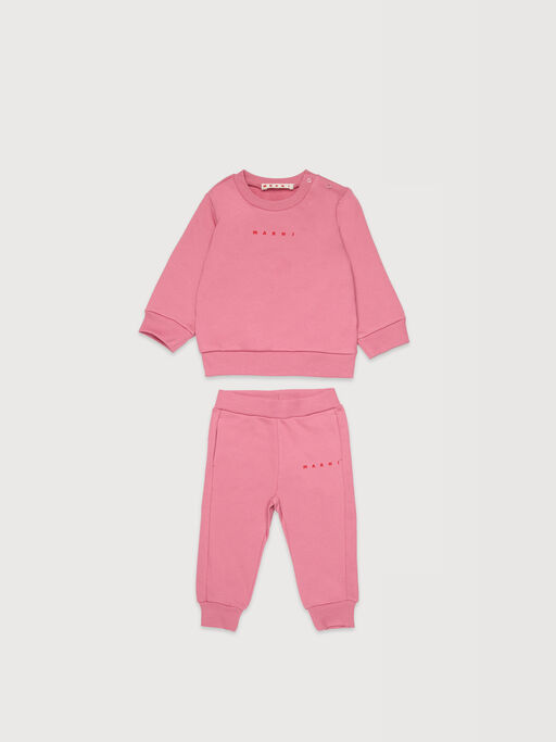 Pink cotton fleece tracksuit set - Pants