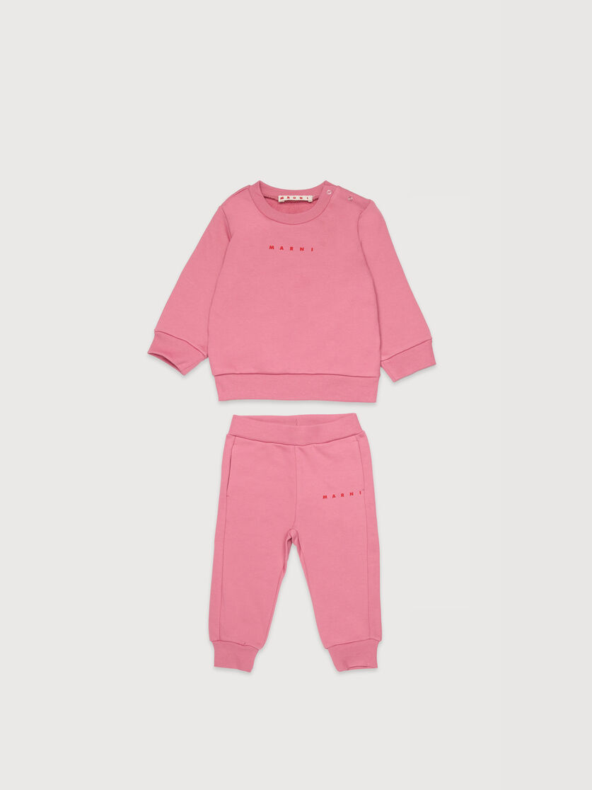 Pink cotton fleece tracksuit set, Image 1