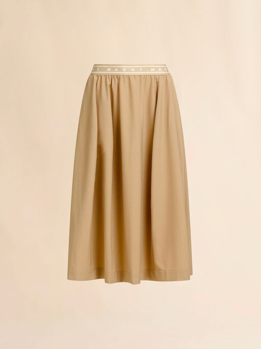 Beige wool blend midi skirt with Marni Symbol - Skirts