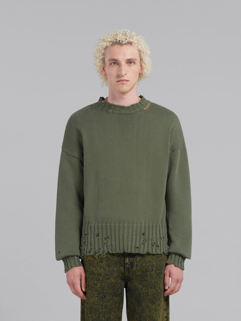 Green cotton crew-neck jumper | Marni