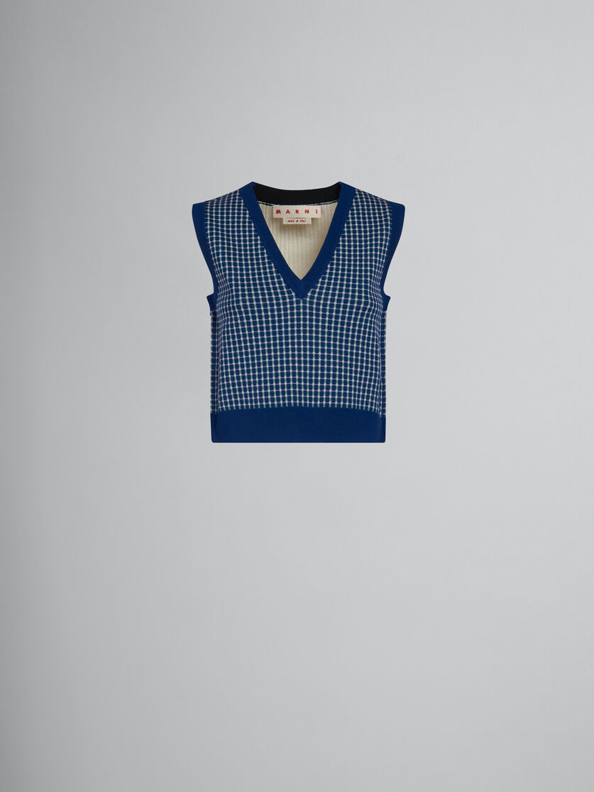 Blue half-and-half sleeveless jumper - Pullovers - Image 1