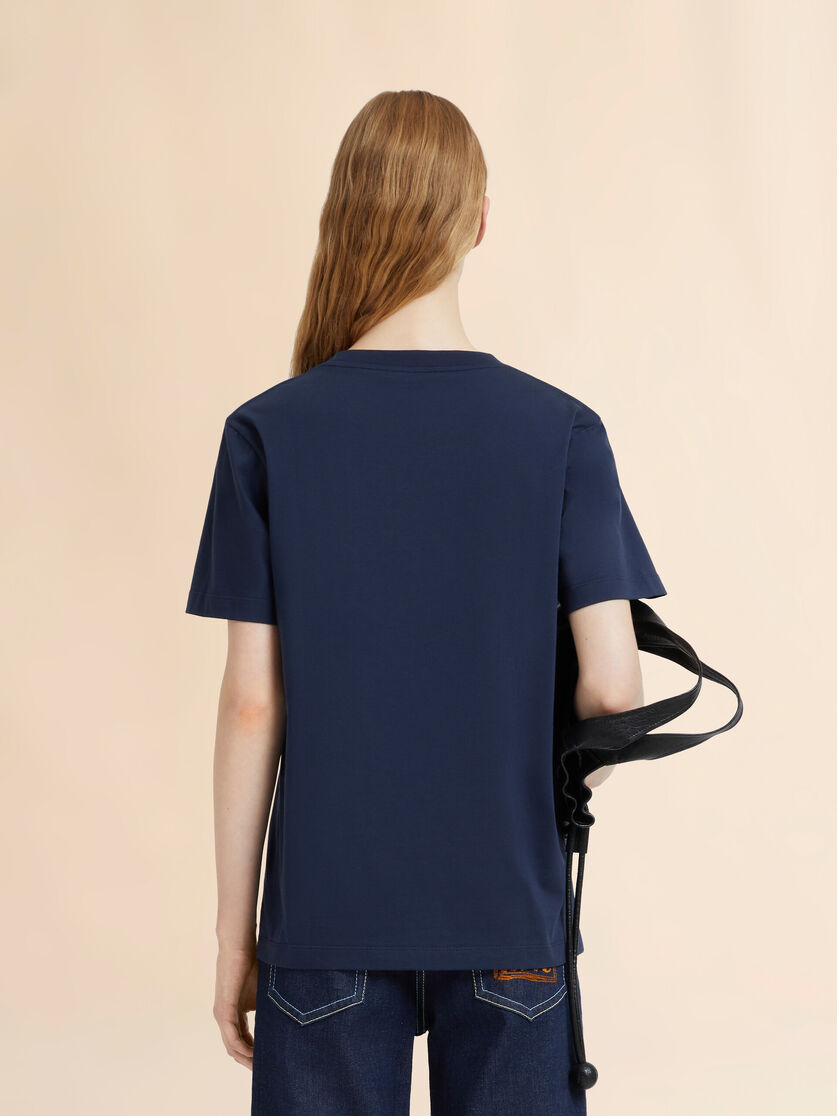 Animal Alphabetロゴ ディープブルー コットンTシャツ, Image 3