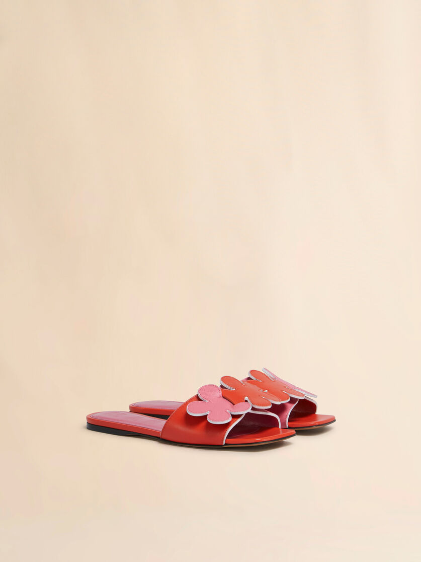 Black leather daisy sandal - Sandals - Image 2