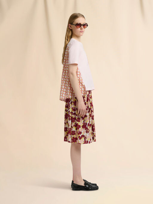 ピンク バックはポプリンのコットンTシャツ - Tシャツ