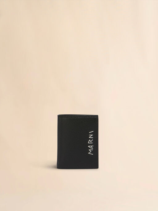 Black leather bifold wallet with Marni Mending - Wallets