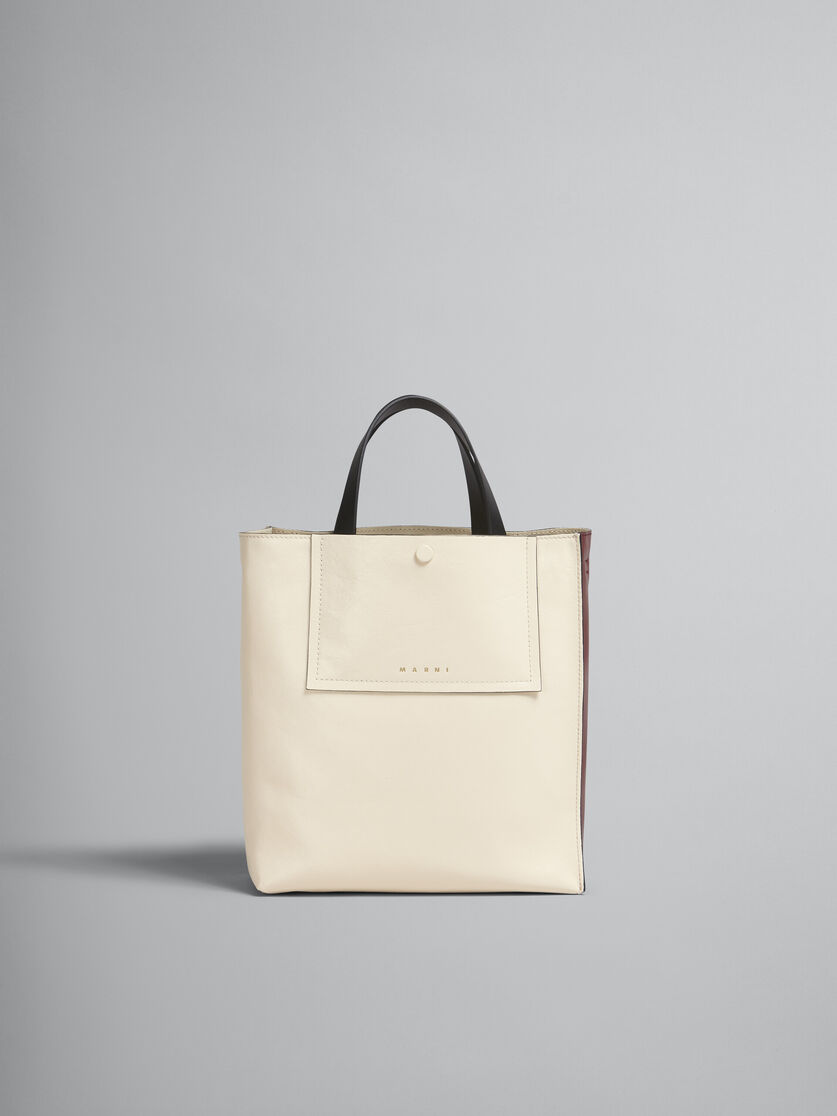 MUSEO SOFT bag piccola in pelle bianca e rosso - Borse shopping - Image 1