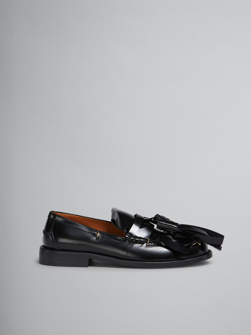 Black leather Bambi loafer with maxi tassels | Marni