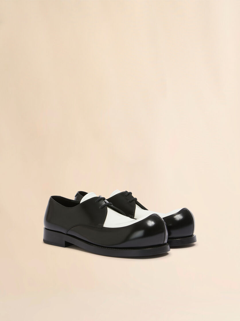 Black and white leather New Wave Derby shoe - Lace-ups - Image 2