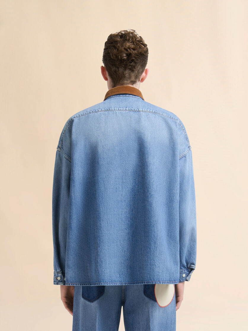 Blue denim shirt with wolf patch - Shirts - Image 3