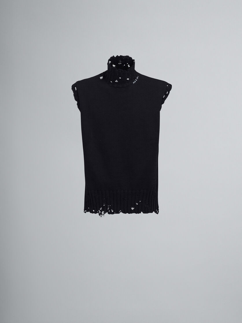 Black cotton vest - Pullovers - Image 1