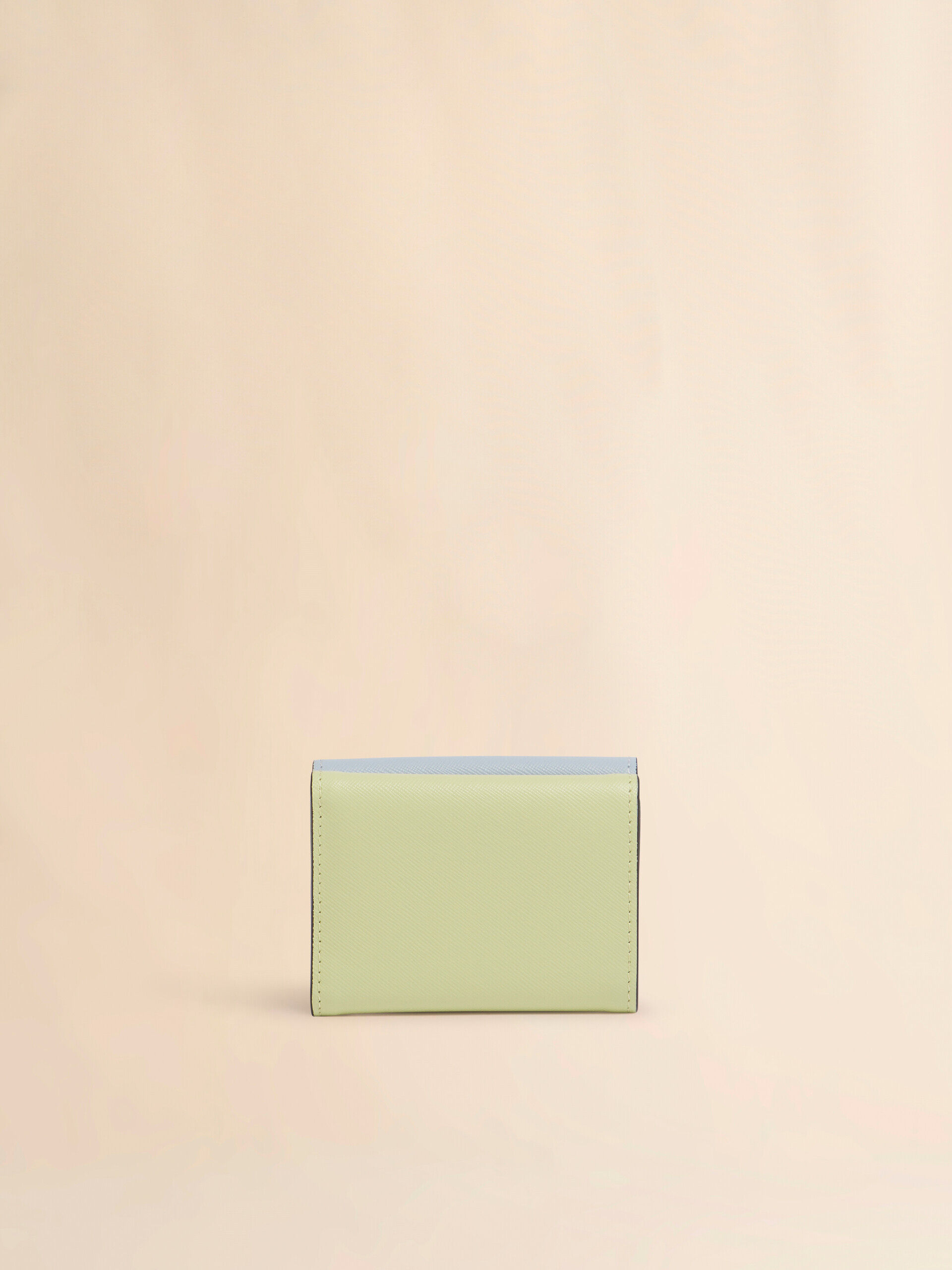 MARNI サフィアーノレザー 三つ折り財布 ブルー、ベージュ＆ライトブルー サフィアーノレザー製三つ折り